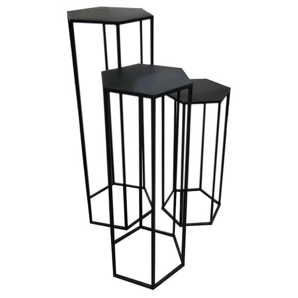 Set med 3 svarta blomställ i metall