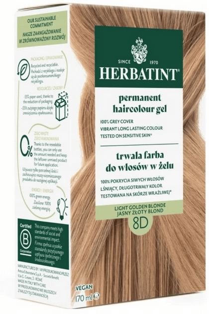 Herbatint Väriaine 170 ml 8D Vaalean Kultainen Vaalea
