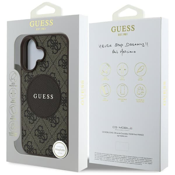 Guess 4G Circle Classic Logo-etui til MagSafe til iPhone 16, brun