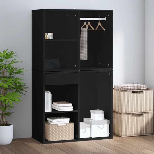 vidaXL skab, sort, 80x40x65 cm, træbaseret materiale