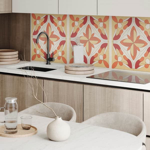 Selvklæbende vinylpanel med tryk 100x50 cm abstrakt blomstermønster