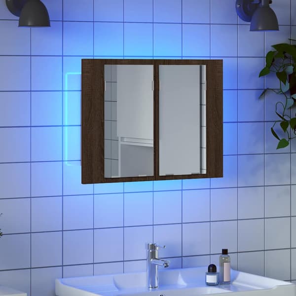 vidaXL spejlskab til badeværelse brunt egetræ 60x12x45 cm