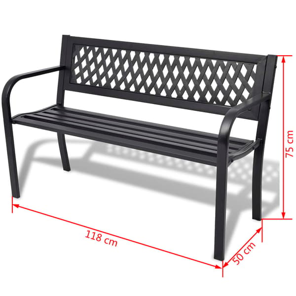 vidaXL Puutarhapenkki 118 cm teräs musta