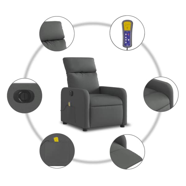 vidaXL elektrisk lænestol med massagefunktion, mørkegrå, stof
