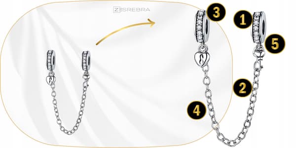 Charms Chain Security pr 925 hänge S925 pärla pärlor silver