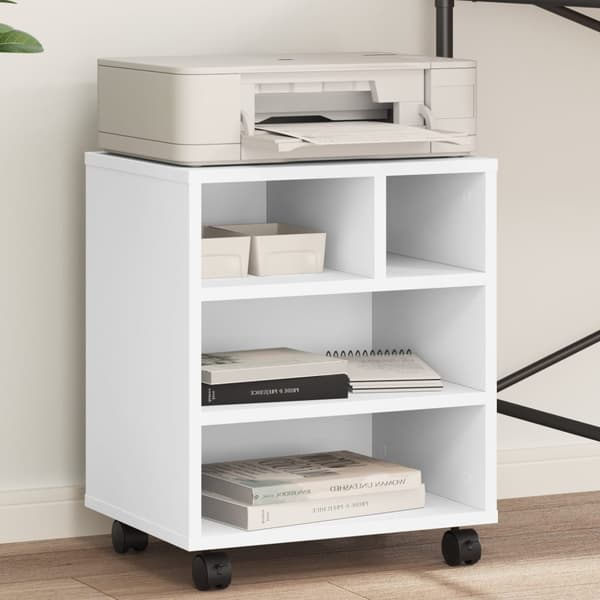 vidaXL printerstativ med hjul hvid 41x32x48 cm