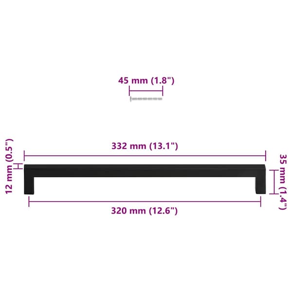 vidaXL skabsgreb, 5 stk., sort, 320 mm, rustfrit stål