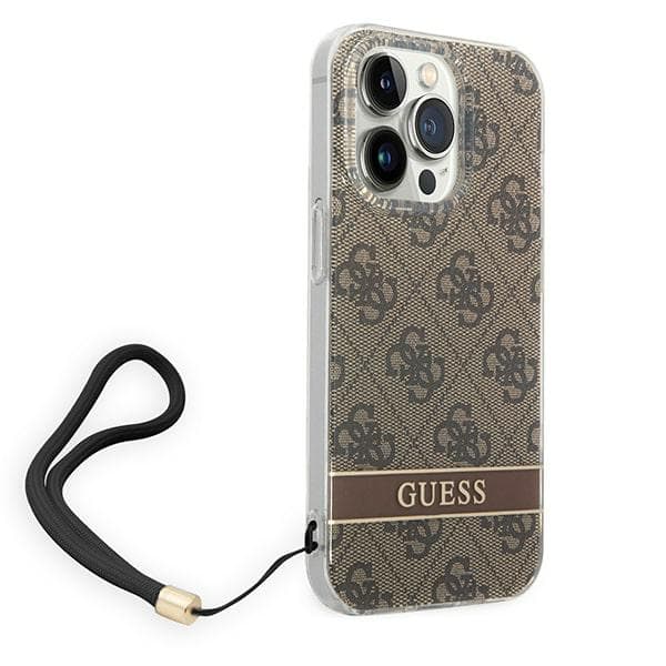 Guess 4G Print Strap-skal till iPhone 14 Pro Max, Brun