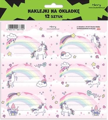 Notebook-klistermærker - Enhjørning Regnbue (12 stk.)