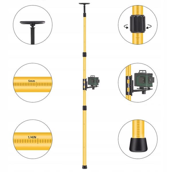 TELESKOPISK STATIV 2,85 M TIL LASER + ADAPTER TIL SKIMNING
