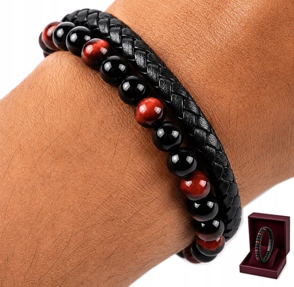 Herrflätat armband elegant tigeröga pärlarmband