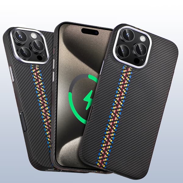 iPhone 15 Pro Max cover, kulfiber MagSafe, sort