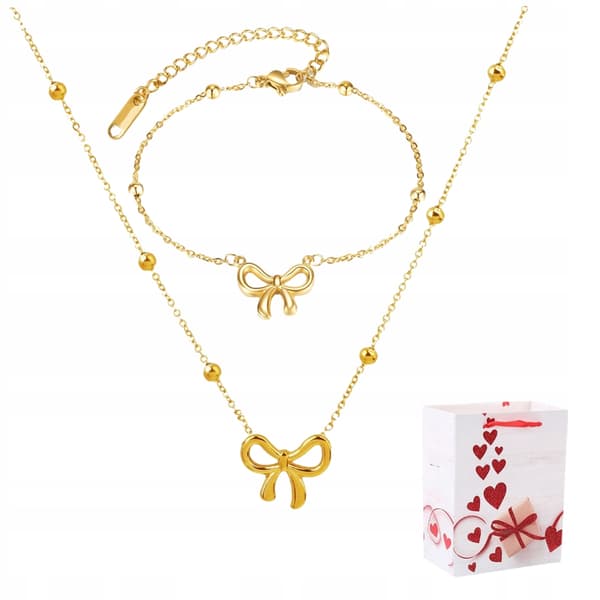 Damset Guld Halsband Armband Rosetter Elegant Gåva