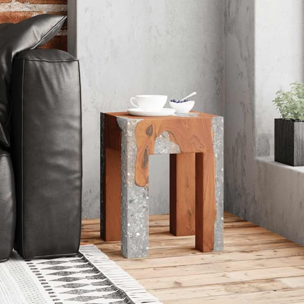 vidaXL Pall massiv teak och harts