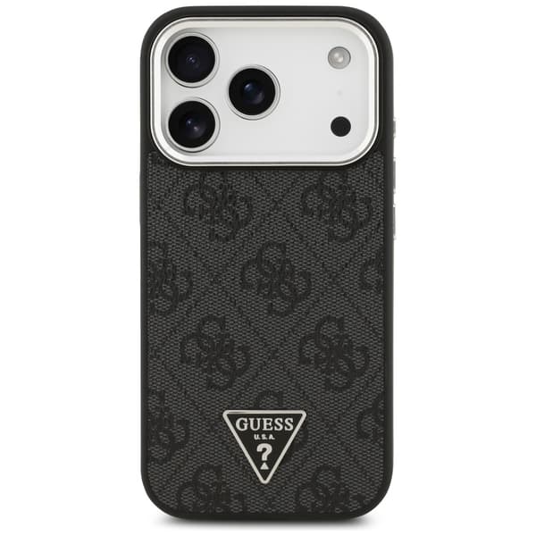 Guess 4G Triangle Logo MagSafe-etui til iPhone 17 Pro, sort sølv