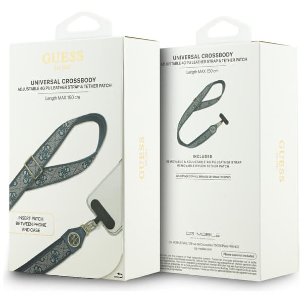 Guess Universal CBDY 4G Tether Patch med strass-metallogo, blåt nøglebånd