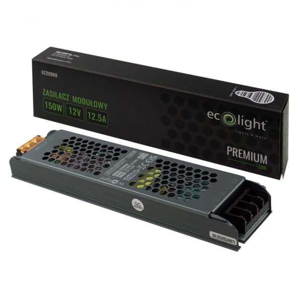 Slimmad modulär strömförsörjning för LED PREMIUM 150W 12V 12.5A Ecolight-transformator