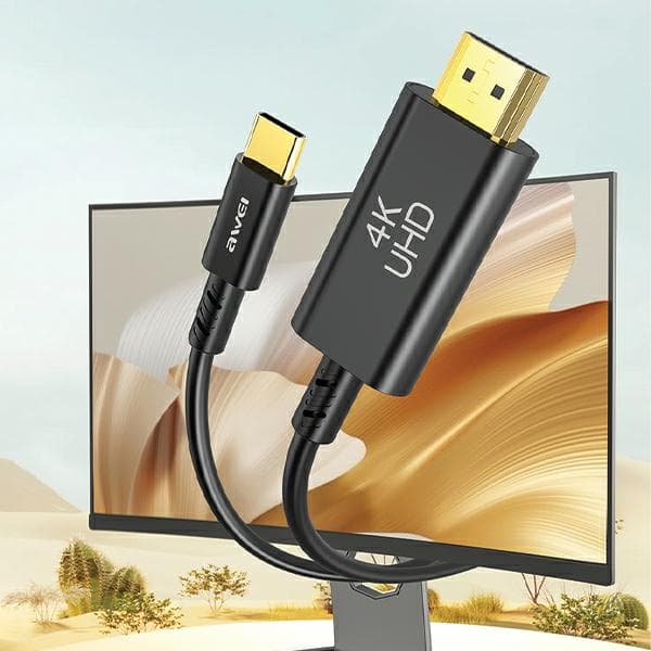 AWEI CL-212T USB-C - HDMI 4K 30Hz -kaapeli, musta
