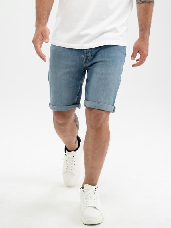 Herreshorts i vasket blå denim, MyStars Classic 30