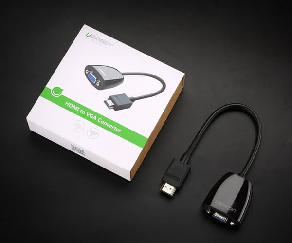 HDMI han til VGA hun FHD sort adapterkabel