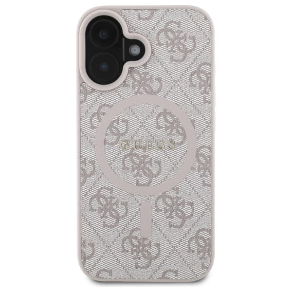 Guess 4G Ring Classic Logo MagSafe-etui til iPhone 16, lyserød