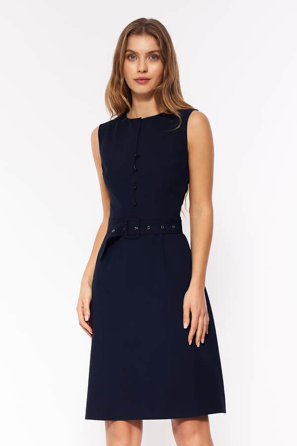 Marinblå elegant ärmlös klänning 36