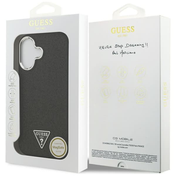 Guess Glitter Triangle Logo MagSafe-etui til iPhone 17, sort
