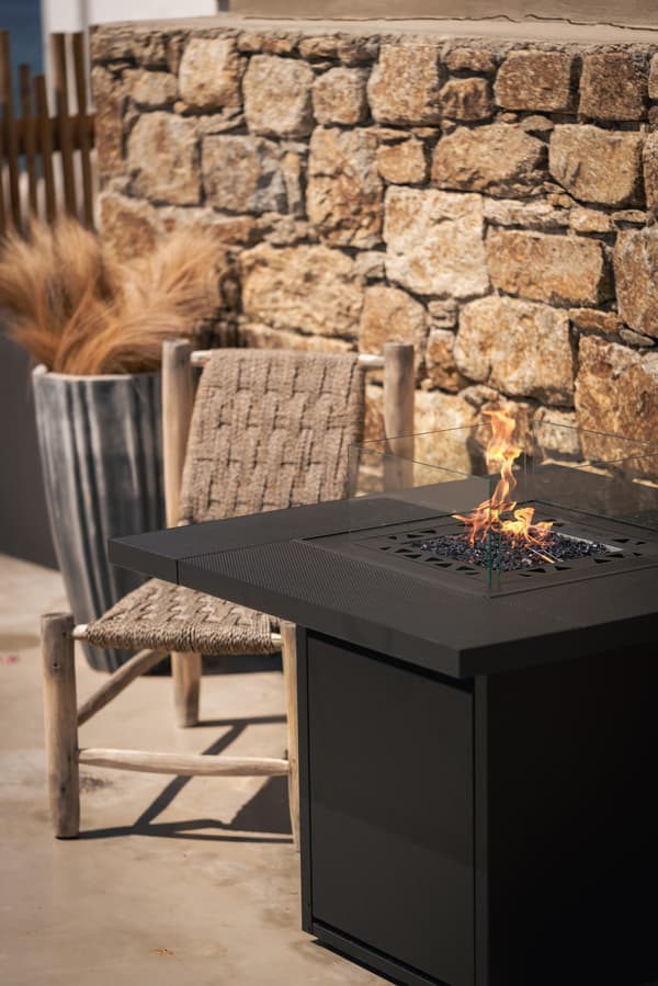 Planika Square Table EU – Lounge-bord med gaspejs 2-i-1 til udendørs brug, sort