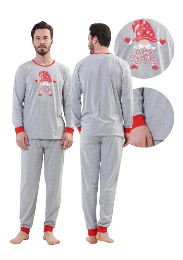 Herrpyjamas i bomull M Vienetta långärmad Fin julklapp