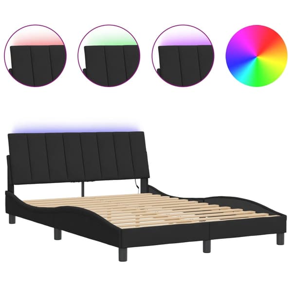 vidaXL sengestel med LED sort 140x190 cm fløjl