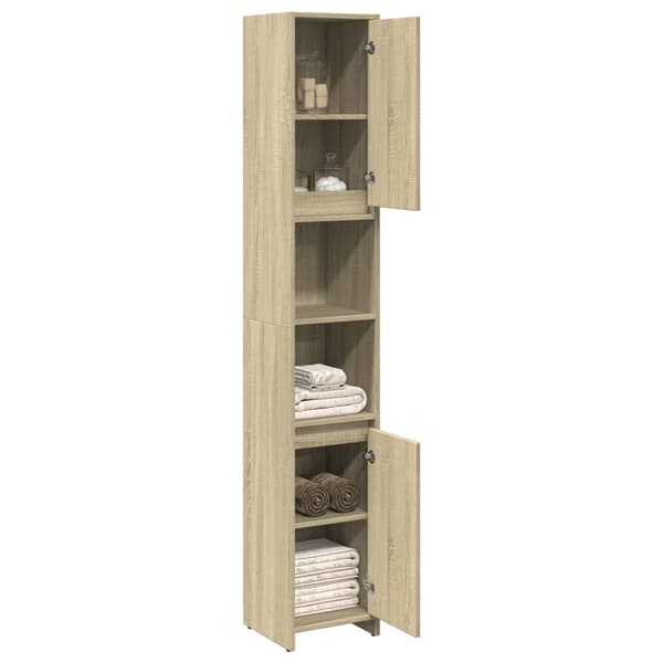 vidaXL badeværelsesskab Sonoma eg 30x30x183,5 cm spånplade