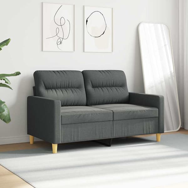 vidaXL 2-sitssoffa mörkgrå 120 cm tygklädsel