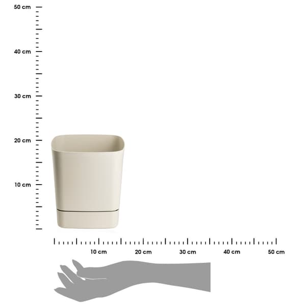 CUBI genbrugs beige urtepotte med underkop 19x19 cm