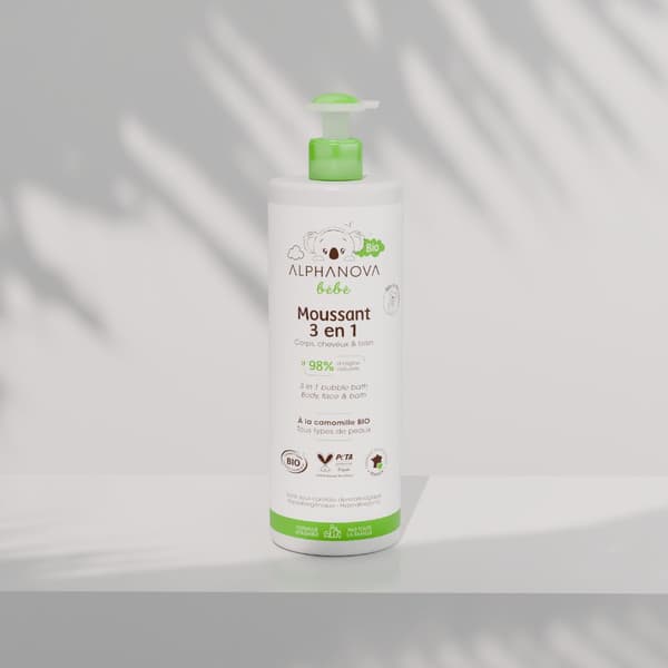 Alphanova Bebe Bio, hellävarainen vauvan kylpy 3 in 1, 400 ml