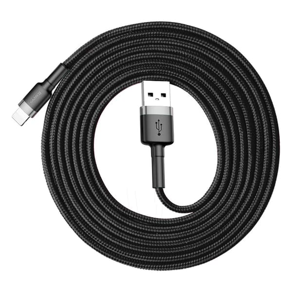 Kestävä Punottu Kaapeli USB-iPhone Lightning QC3 2m - Musta