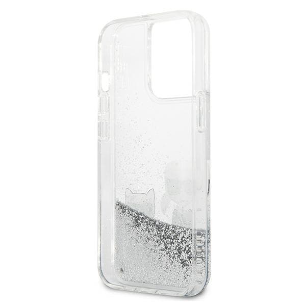 Karl Lagerfeld Liquid Glitter Karl&Choupette Etui til 13 Pro Max, Sølv