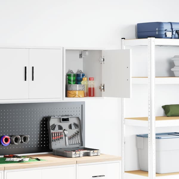 vidaXL Garageväggskåp vit limmad trä