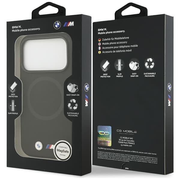 BMW M FW Metal Logo MagSafe-cover til iPhone 17 Pro Max, sort