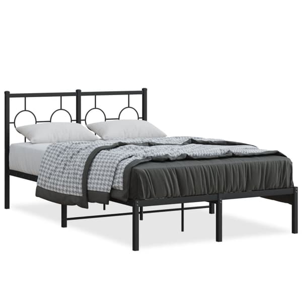 vidaXL metalsengestel med hovedgærde sort 120x190 cm