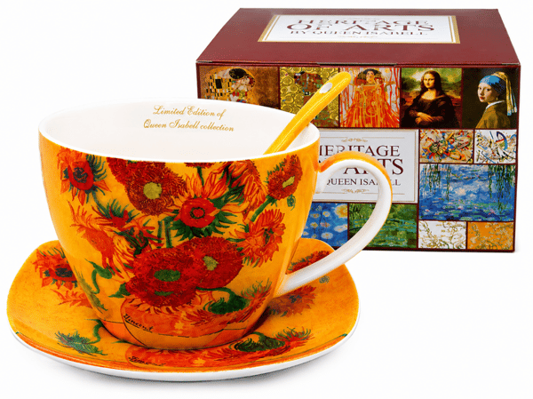 Exklusiv Van Gogh "Solrosor"-mugg 250 ml | Premiumset med sked