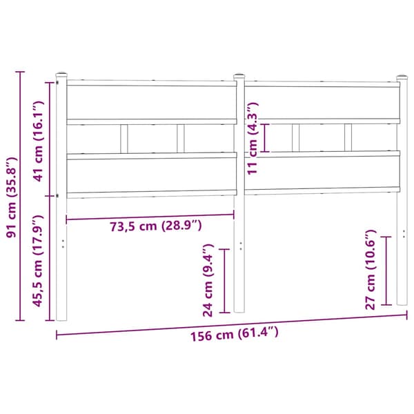 vidaXL sengegavl, Sonoma eg, 150 cm