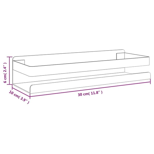 vidaXL brusehylde mat sort 30x10x6 cm 304 rustfrit stål