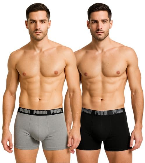 Puma Herr Basic Boxer 2-pack svartgrå [521015001 691] rL