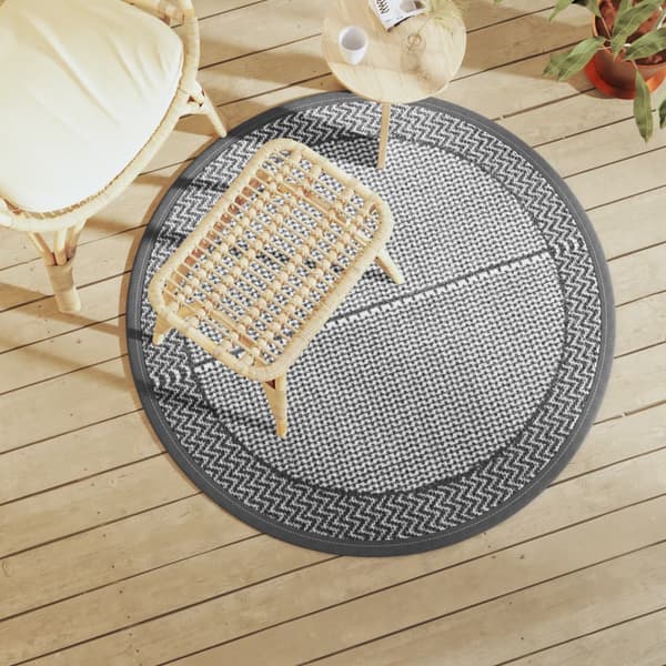vidaXL Utomhusmatta, grå, Ø120 cm, PP