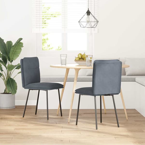 vidaXL Ruokatuolit, 2 kpl, tummanharmaa sametti