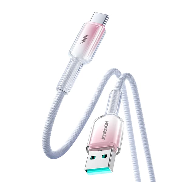 Crystal-Clear Series 3A USB-A - USB-C-kabel 1,2 m - Vit