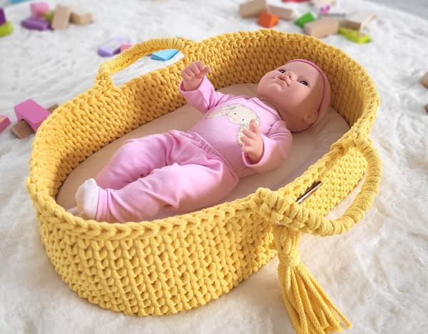 Moses Basket BOHO Bomullsdockbärare - Gul