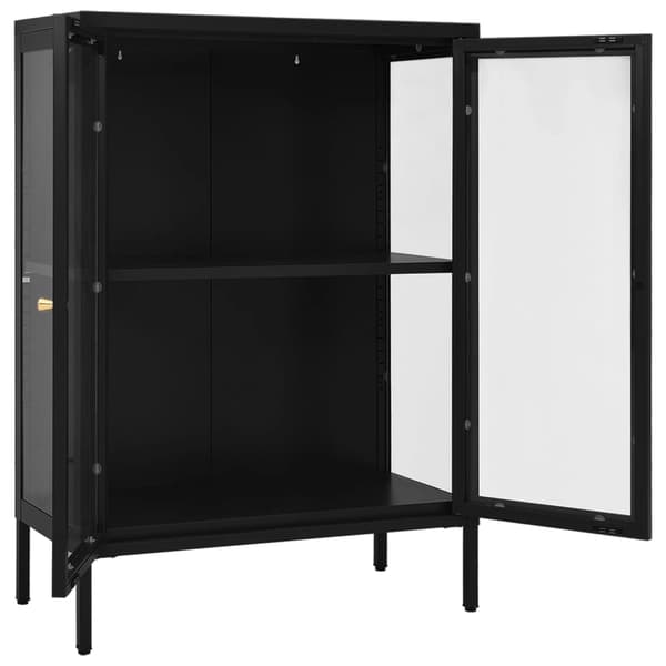 vidaXL sideskab sort 75x35x105 cm stål og glas