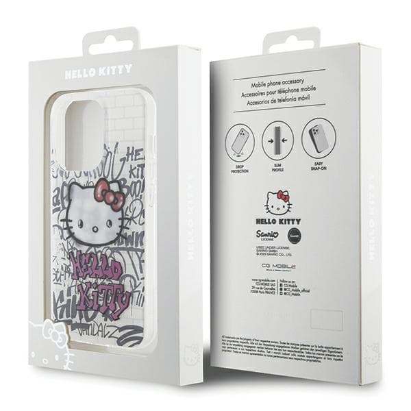 Hello Kitty IML Kitty On Bricks Graffiti-cover til iPhone 15 Pro Max, hvid