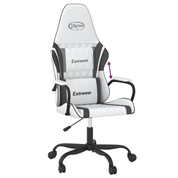 vidaXL Gamingstol, svart och vit, konstläder